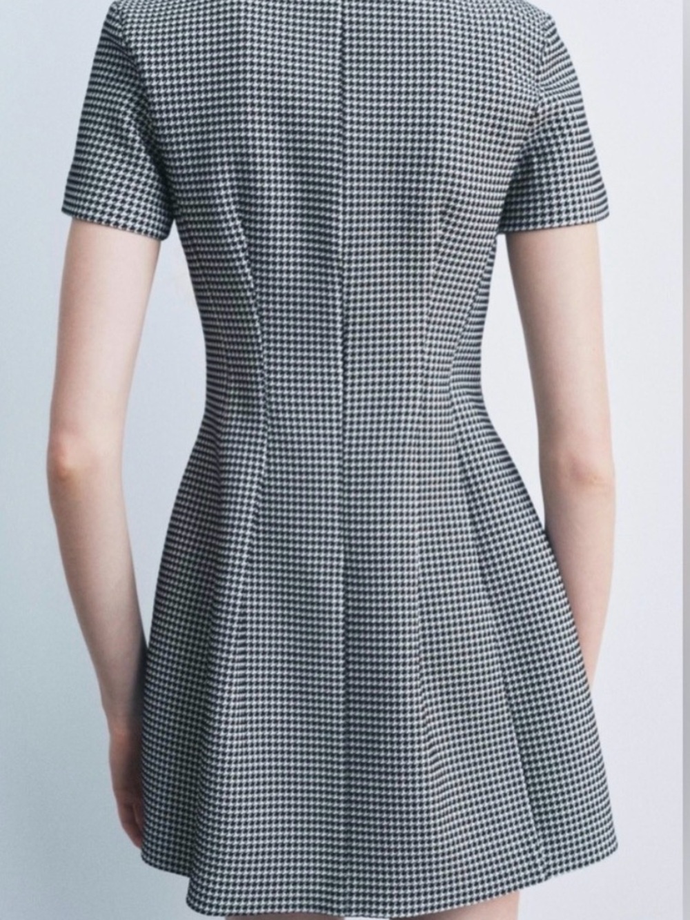 Zara Tailored Black and White Houndstooth Fit-and-Flare Dress - Picture 2 of 8